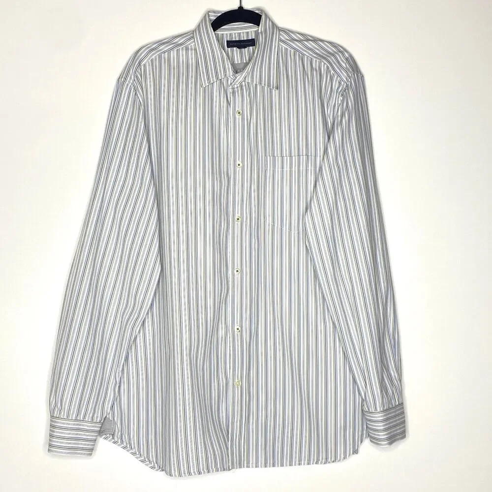 Banana Republic Stripe Button Down Dress Shirt Men's Size XL 17-17 1/2